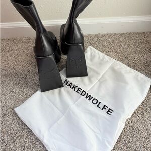 Naked Wolfe Black Square Heel Boots